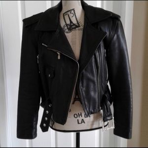 Black Leather Moto Jacket - Women